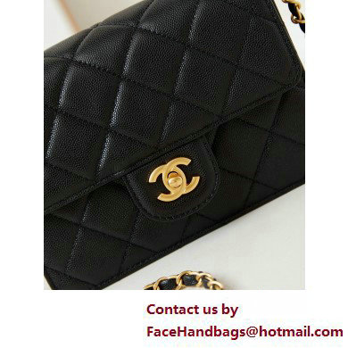 Chanel Grained Calfskin  &  Gold-Tone Metal Small Flap Bag with Top Handle Black 2025